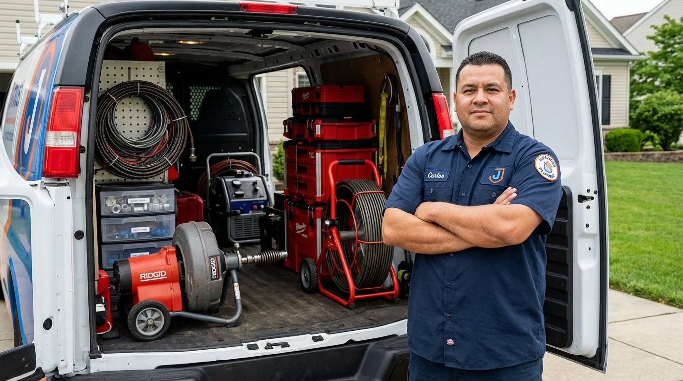 Professional drain cleaning equipment and Johns Plumbing LLC plumber in Oak Harbor
